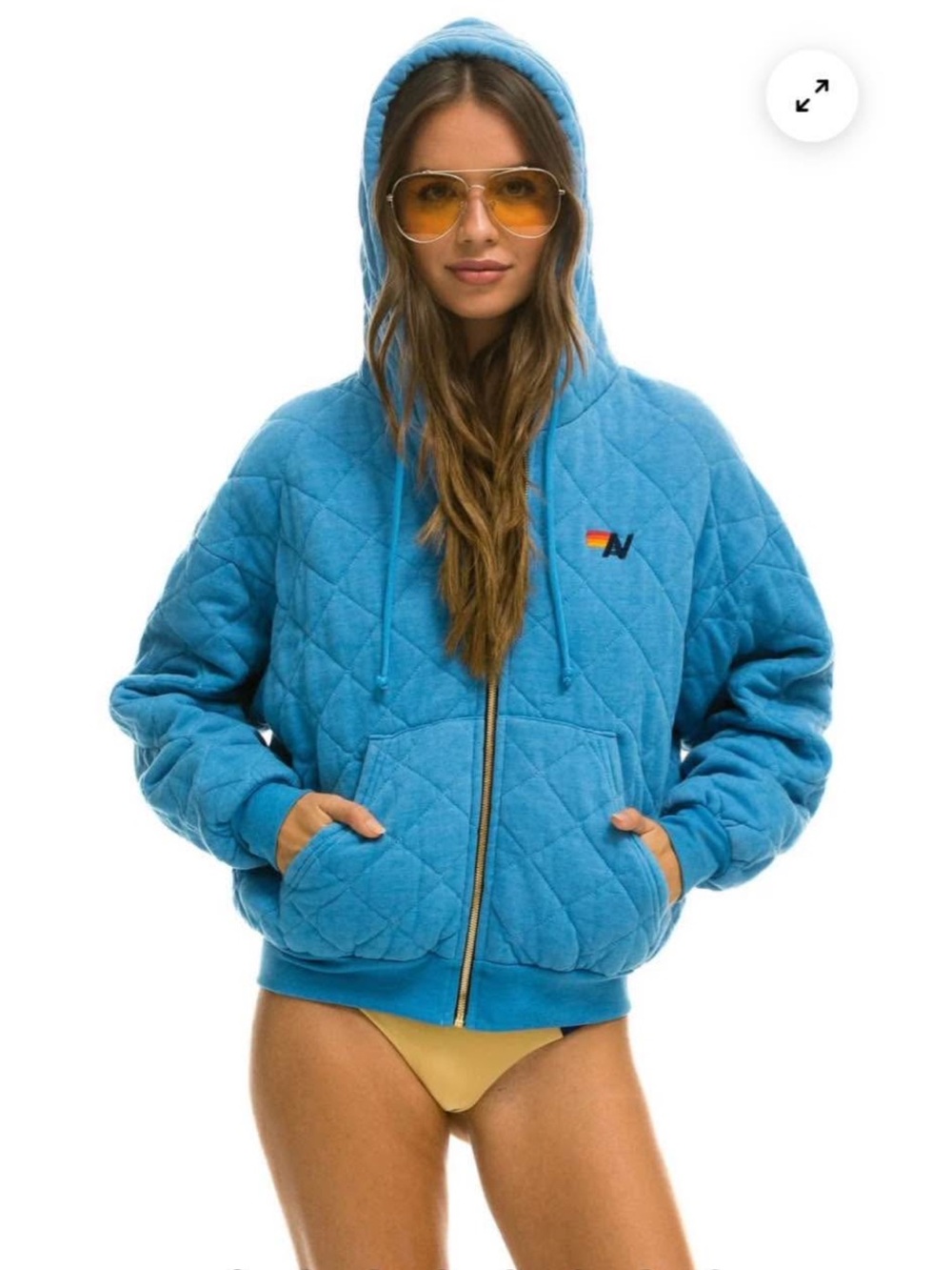 Aviator Nation Quilted Hoodie Jacket Medium